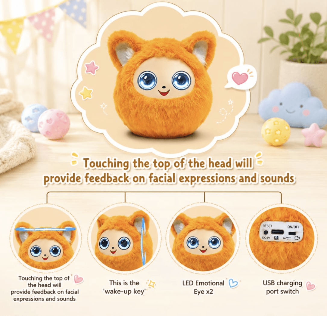 Animated Sensory Toy Big Eyed Cuddle Companion, Soft Comfort Toy for Kids - Image 5